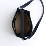 Clementine Bag: Dark Navy Pebbled Leather with Gold