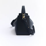 Clementine Bag: Dark Navy Pebbled Leather with Gold