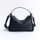 Clementine Bag: Dark Navy Pebbled Leather with Gold