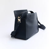 Clementine Bag: Dark Navy Pebbled Leather with Gold
