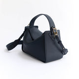 Clementine Bag: Dark Navy Pebbled Leather with Gold