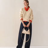 Clementine Bag: Oat Pebbled Leather with Gold