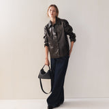 Clementine Bag: Dark Navy Pebbled Leather with Gold