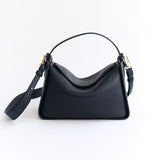 Clementine Bag: Dark Navy Pebbled Leather with Gold