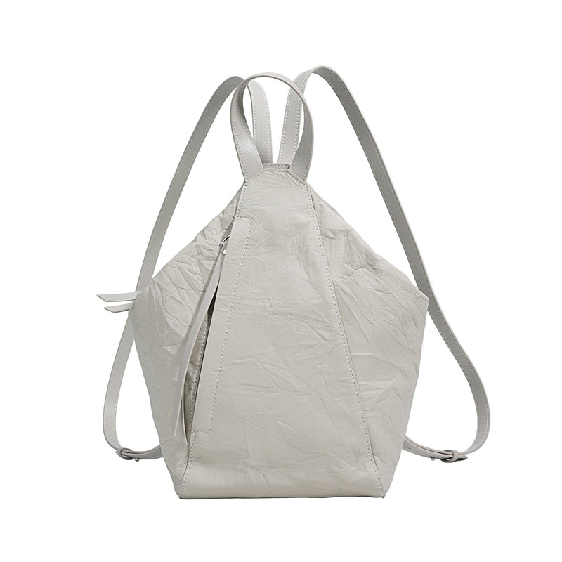 Women’s Genuine Leather Niche Pleated Convertible Backpack