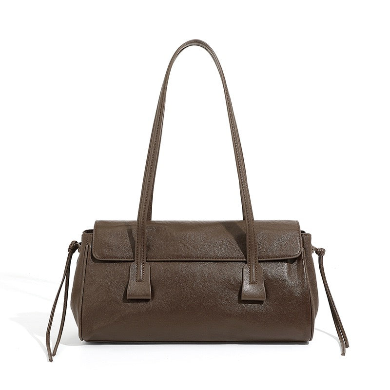 Spring Summer Vintage Genuine Leather Vegetable Tanned Underarm Baguette Bag