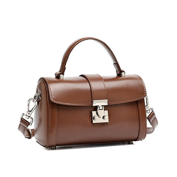 Chic Genuine Leather Cylinder Box Clutch Bag
